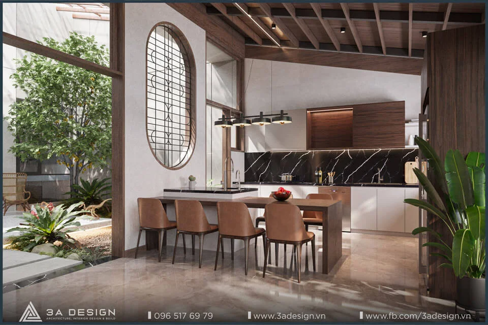 bếp ăn thông thoáng và tinh tế