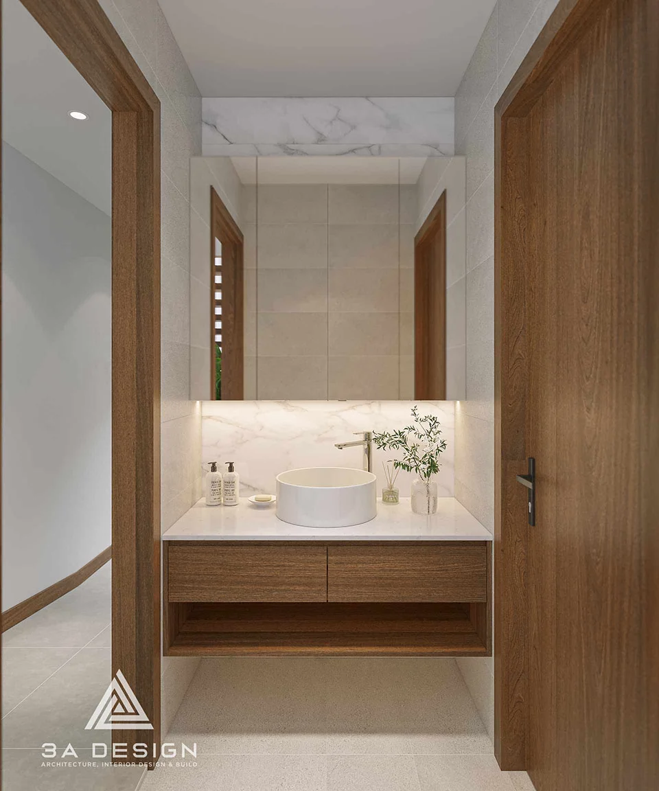 Phòng tắm tối giản - mẫu thiết kế nội thất nhà phố T House