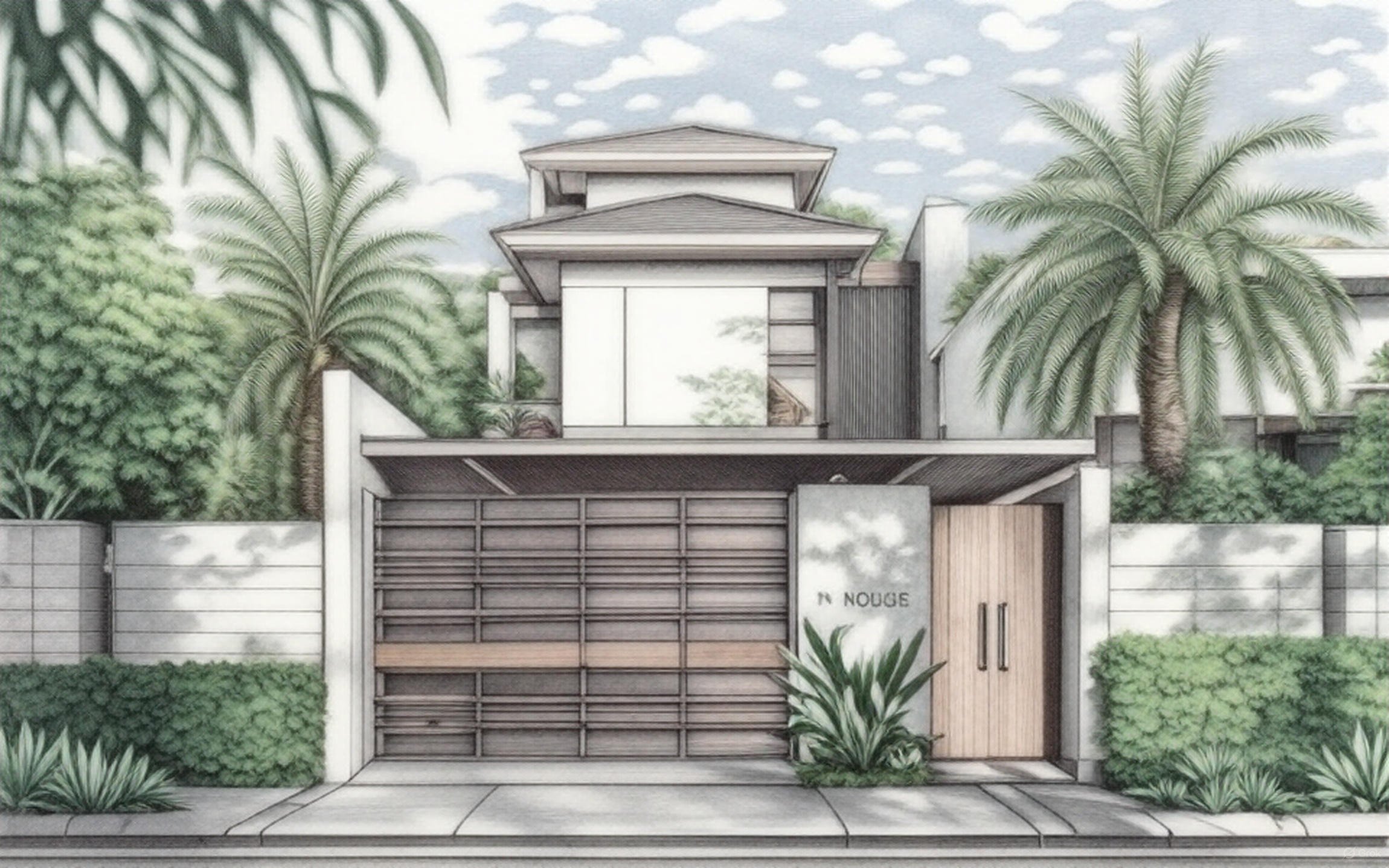 Thiết kế mặt tiền ngôi nhà hiện đại kết hợp mảng xanh, gợi nhớ ngôi nhà mơ ước từ ký ức tuổi thơ.