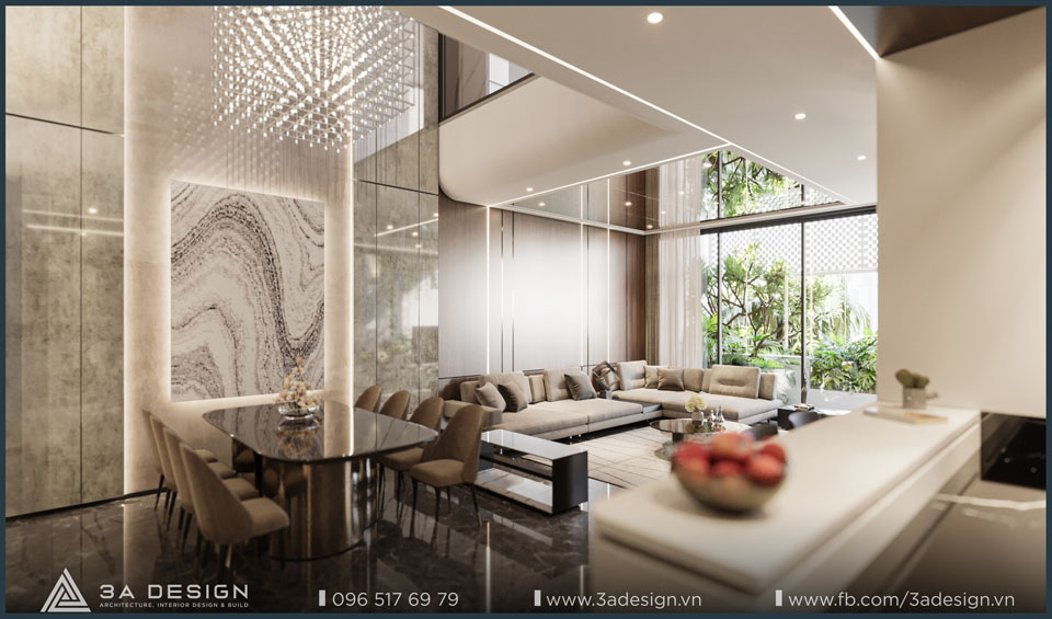 Một không gian mở tràn ánh sáng, ngập sắc xanh thiên nhiên và được cân bằng bằng những chi tiết nội thất đầy tinh tế.