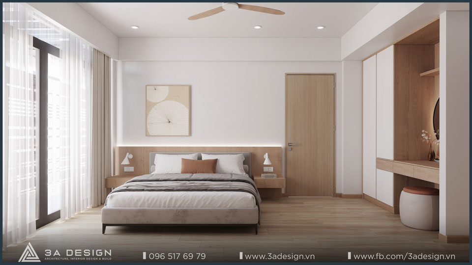 Không cần quá nhiều chi tiết, phòng ngủ gây ấn tượng bởi sự tối giản có chọn lọc.