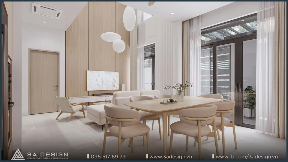 Phòng khách nhà phố L-House mang phong cách chủ đạo Minimalism - kết hợp Japandi