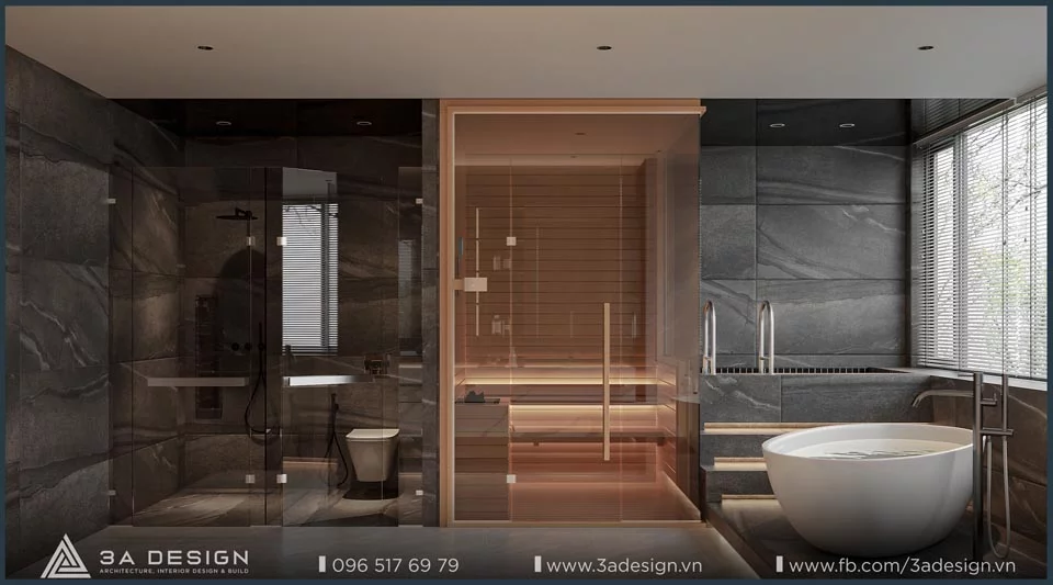 phòng xong hơi nhỏ cho phòng tắm master - nhà phố Thu's House