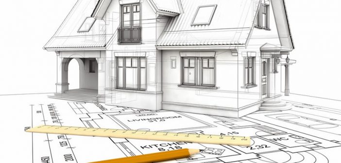 Bản vẽ thiết kế kiến trúc 3D trên mặt bằng, thể hiện sự đồng bộ giữa các hạng mục thi công.