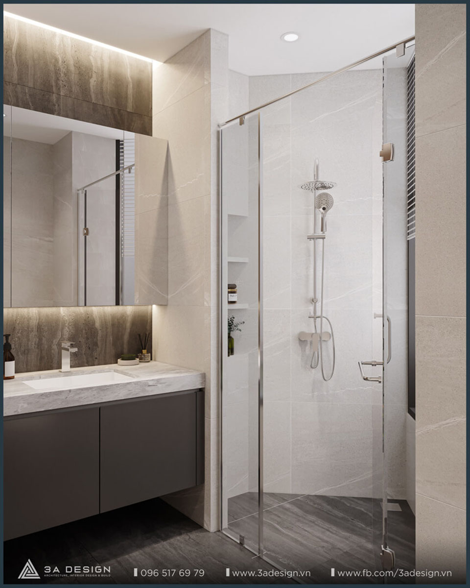 phòng tắm tối giản cho phòng ngủ master Sinh House