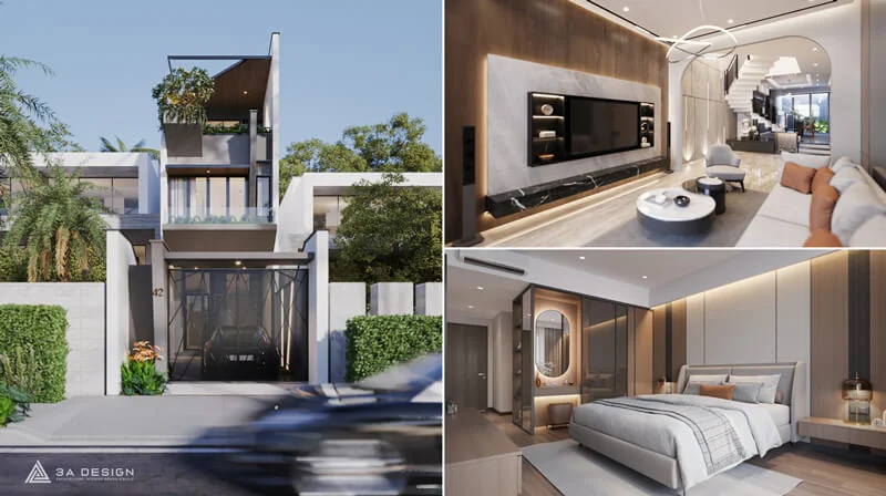 thiết kế nhà phố 3 tầng hiện đại Sinh House Biên Hòa, Đồng Nai