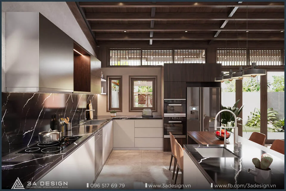 bếp ăn thông thoáng và tinh tế