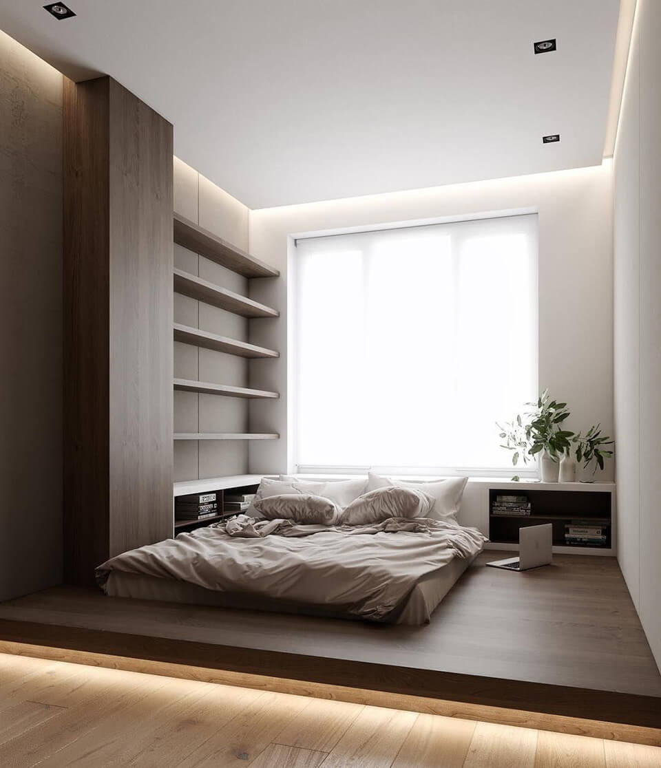 bố trí phòng ngủ 3x3m phong cách hiện đại