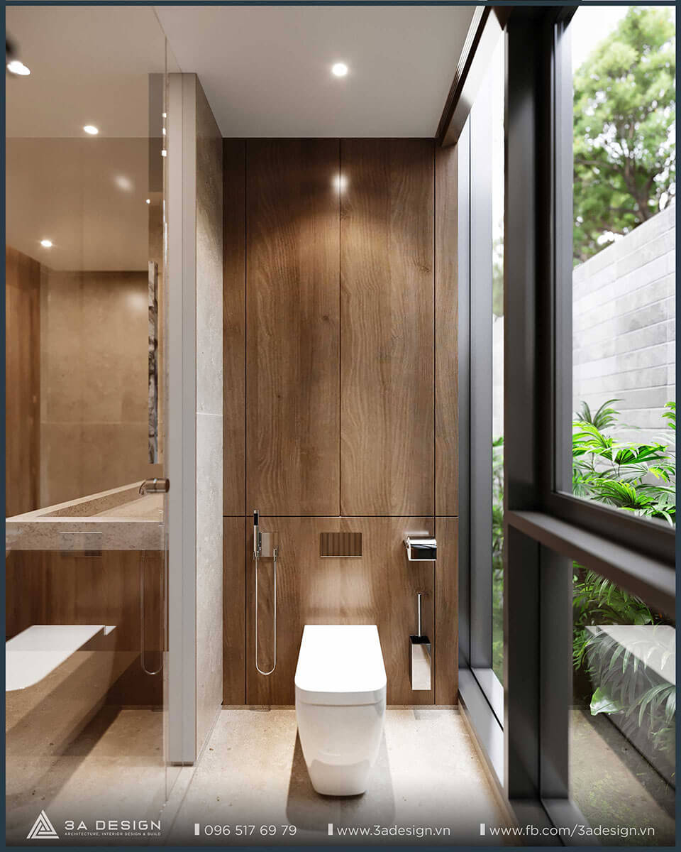 thiết kế phòng tắm tinh tế với 2 khu tách biệt