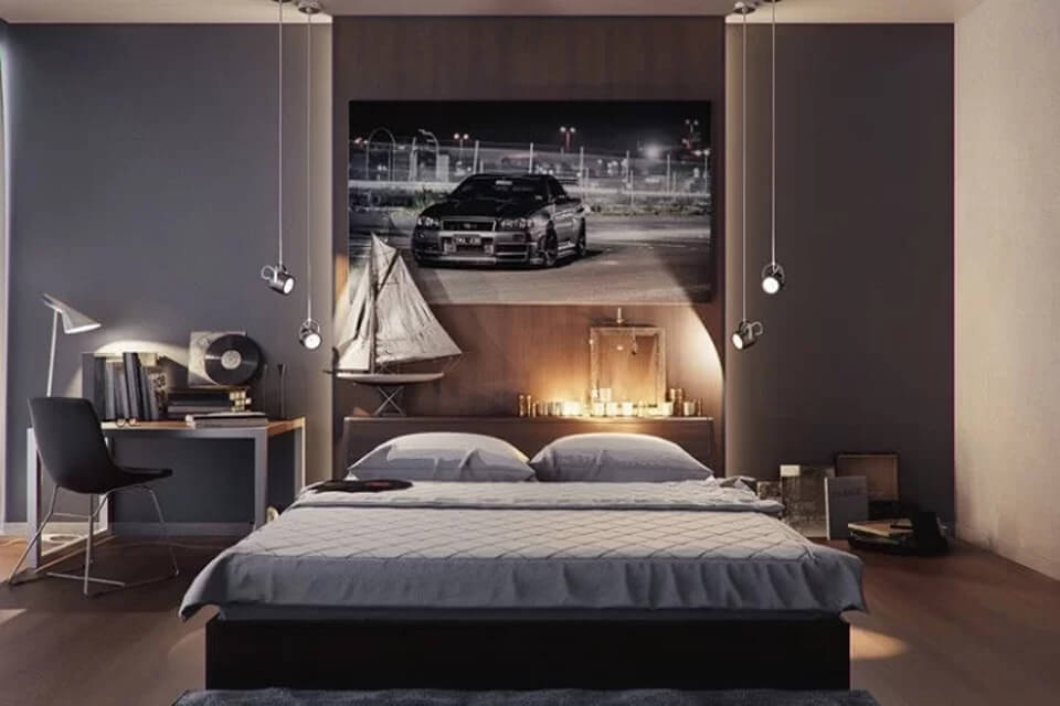 Decor phòng ngủ nam phong cách hiện đại sang trọng