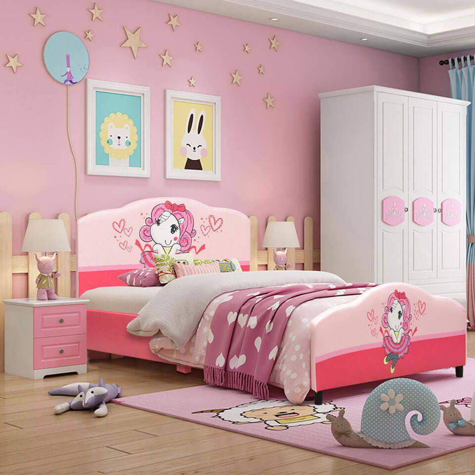 thiết kế nội thất phòng ngủ giường cho bé gái