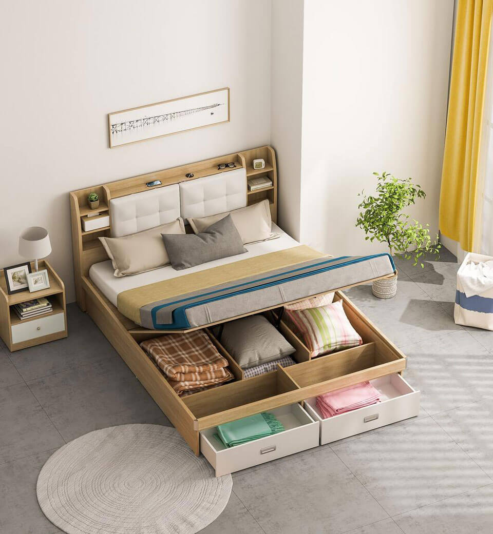 giường ngủ đẹp hiện đại vật liệu gỗ tự nhiên