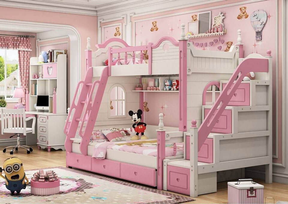 thiết kế nội thất giường tầng cho bé gái