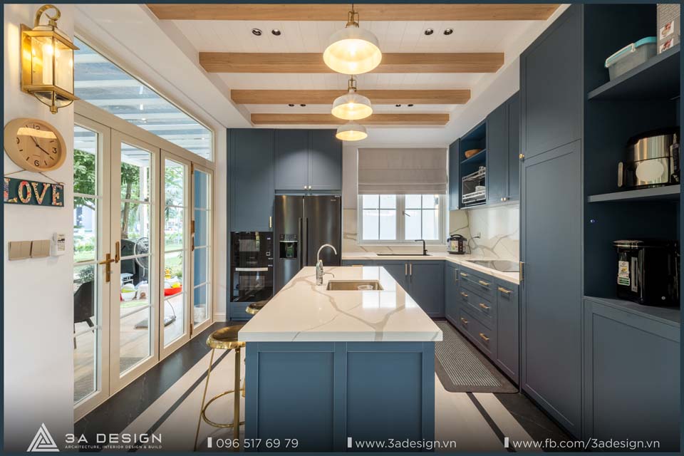 nội thất với tone màu xanh địa trung hải cho căn bếp