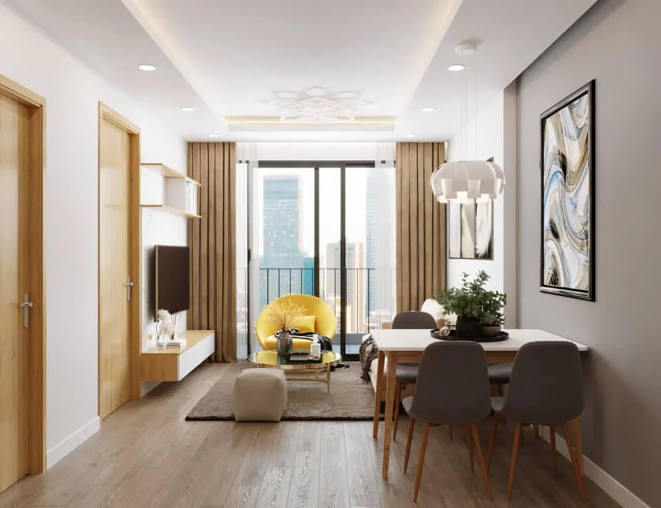 thiết kế chung cư 1 phòng ngủ phong cách tối giản, gọn gàng và thoải mái