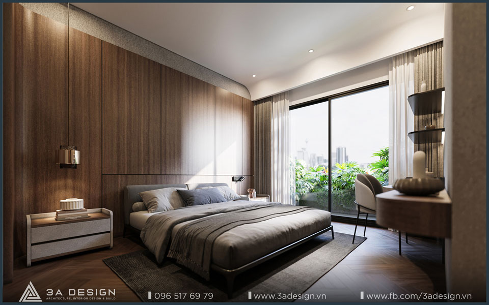thiết kế phòng ngủ với chất liệu bằng gỗ