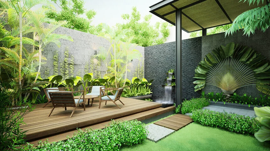thiết kế sân vườn đẹp phong cách châu á