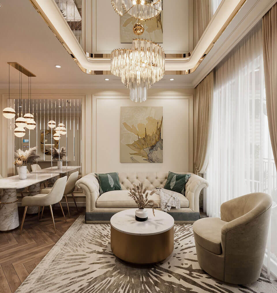 nội thất luxury điểm nhấn phong cách cho phòng khách