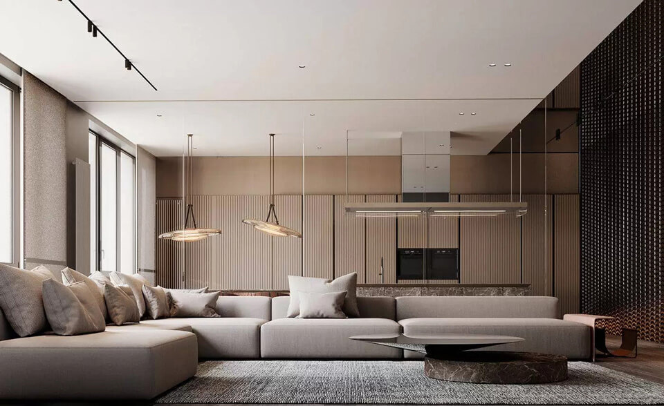 thiết kế phòng khách sang trọng phong cách nội thất luxury