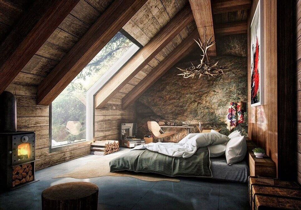 thiết kế phòng ngủ phong cách rustic không gian thư giãn, gần gũi
