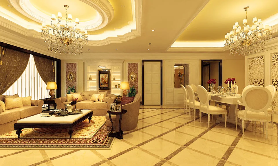 phong cách thiết kế nội thất phòng khách cổ điển, quý phái