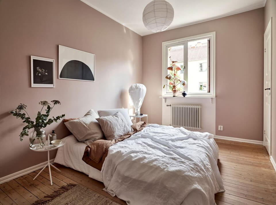 trang trí nội thất phòng ngủ màu hồng,  đơn giản, nhẹ nhàng