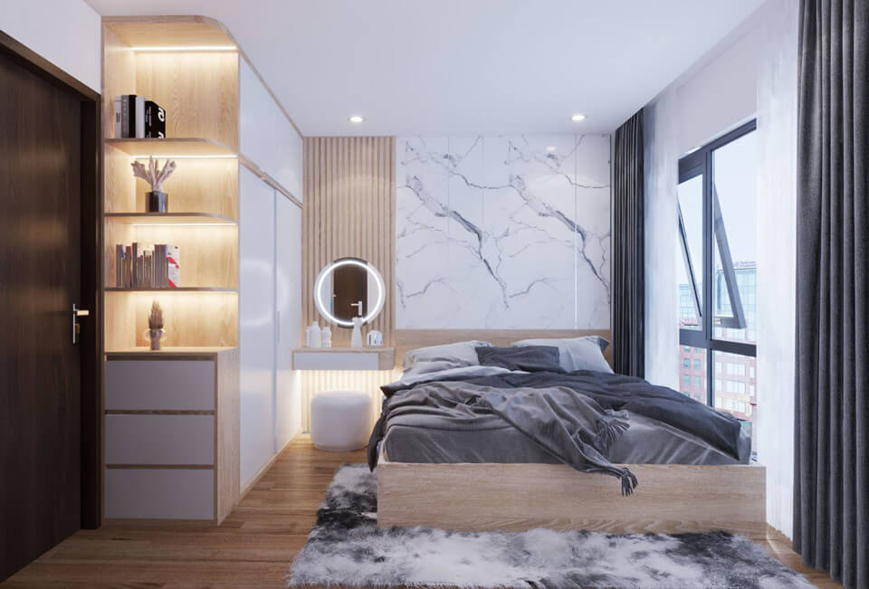 bố trí phòng ngủ hiện đại cho nữ phong cách đơn giản, tươi sáng