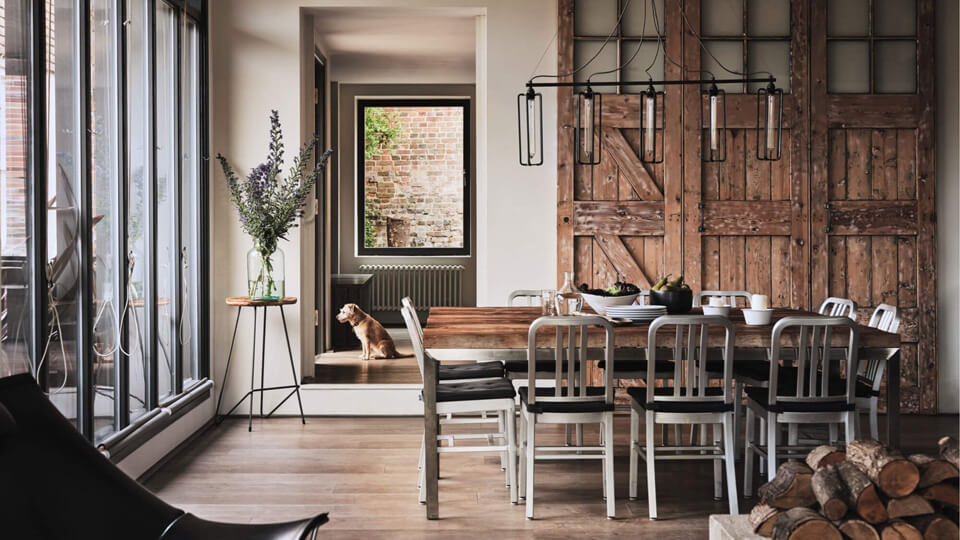 thiết kế nội thất không gian bếp hiện đại rustic style