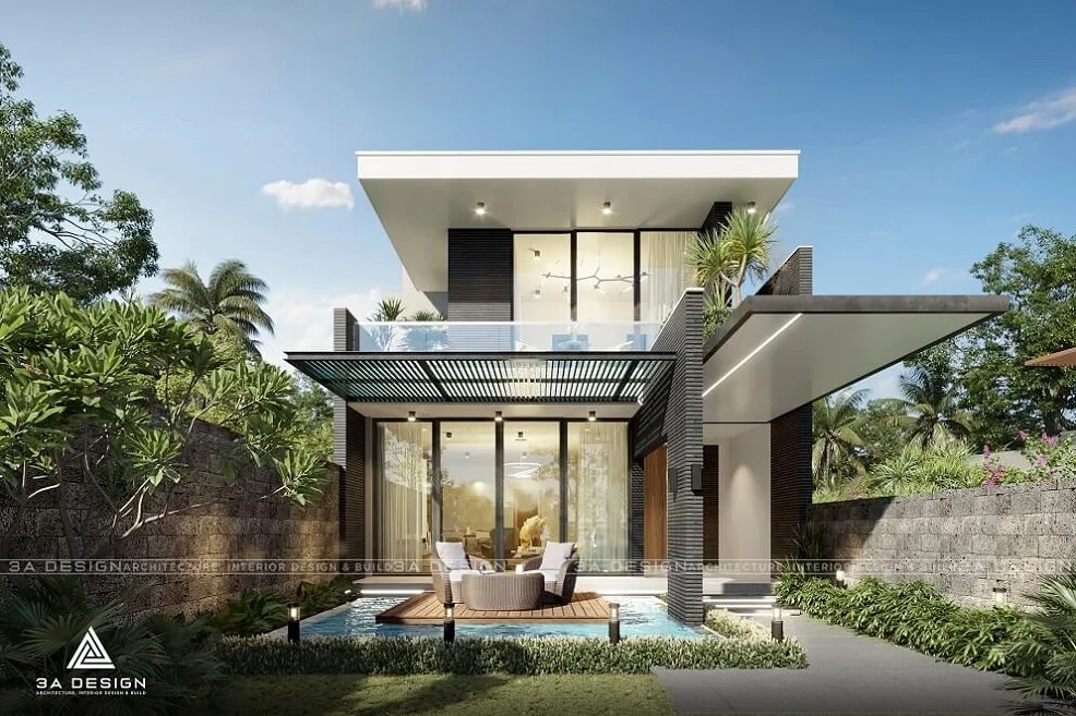 Thi công biệt thự 2 tầng hiện đại tại Long An 2