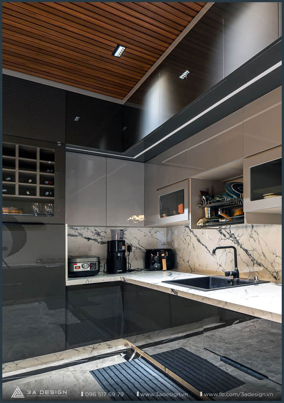 không gian bếp được trang bị nội thất hiện đại của Villa Bình Dương