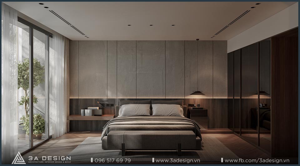 thiết kế phòng ngủ master với không gian đối xứng