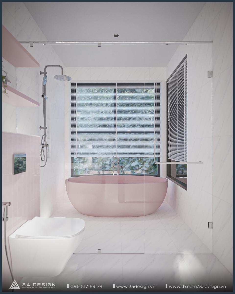 bồn tắm màu hồng