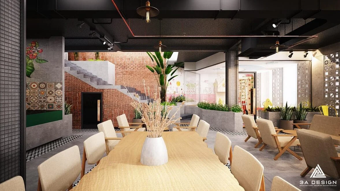 thiết kế nội thất bàn gỗ cafe Vùng Tàu