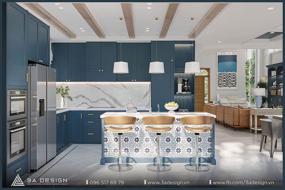 không gian bếp ăn thông thoáng