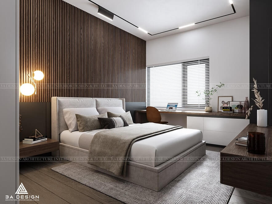 thiết kế phòng ngủ sàn gỗ