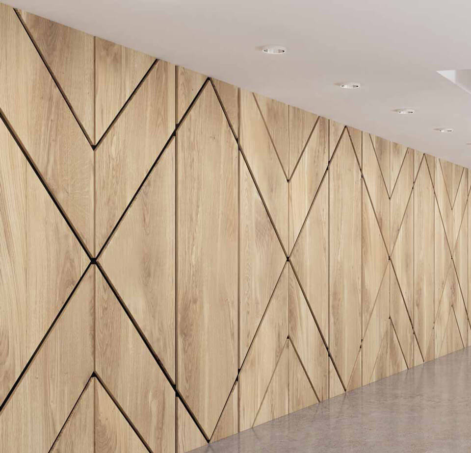 mang đến không gian độc đáo với gỗ ốp tường tam giác 